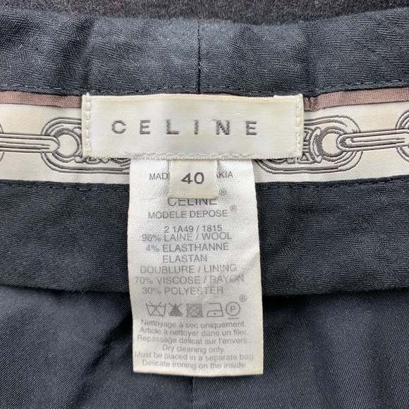 CELINE Charcoal Wool Wide Leg Dress Pants - Picture 5 of 5